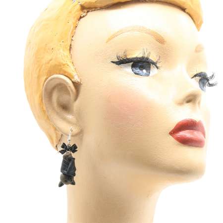 head with bat earrings